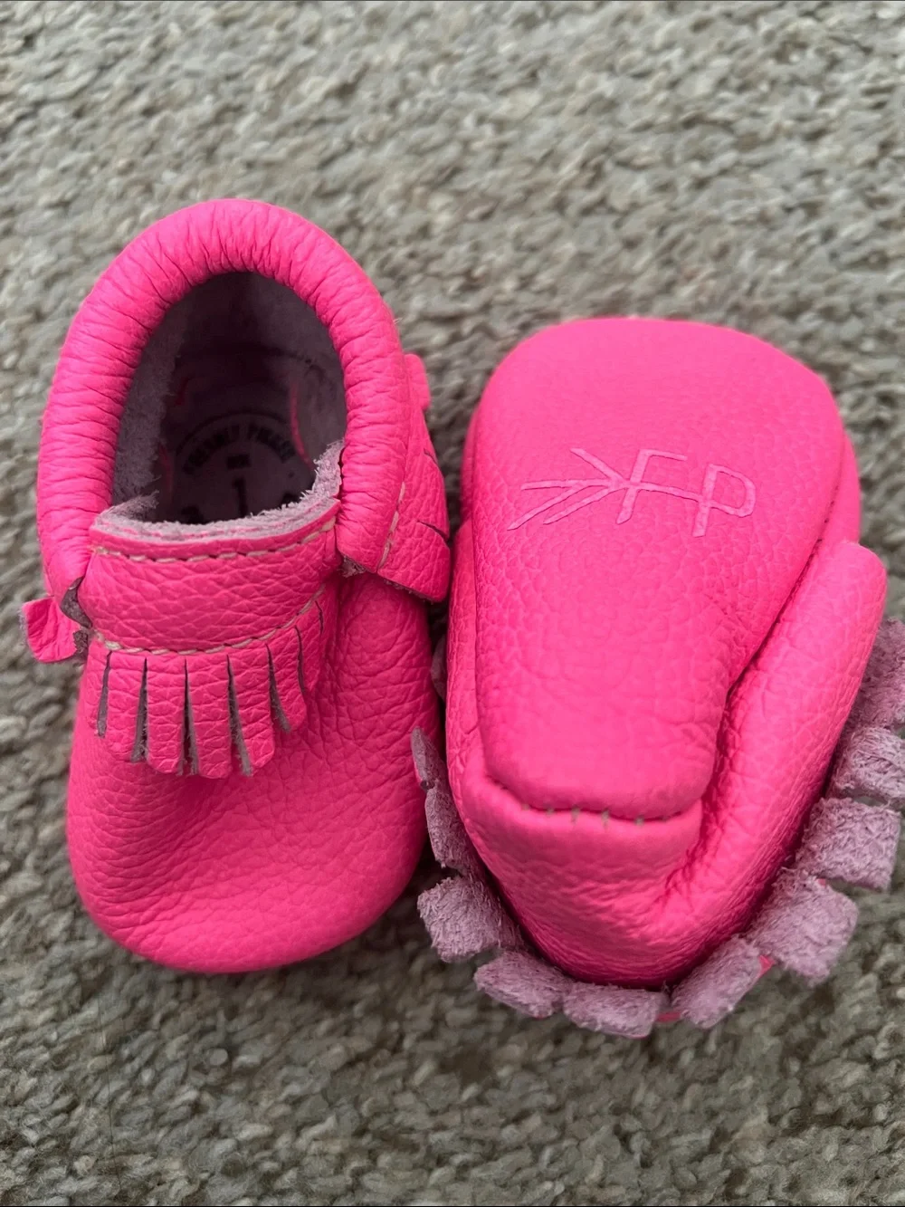 Freshly Picked Hot Pink Fringe Leather Moccasins Size 1